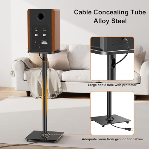 ELIVED Universal Speaker Stand Pair, 31 Inch Height Bookshelf Speaker Stands for Satellite Speaker Large Speaker Up to 22 lbs, Surround Sound Speaker Stand with Cable Management, Black - Image 4