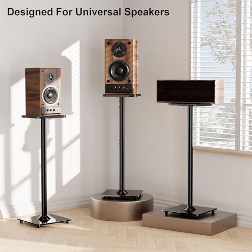 ELIVED Universal Speaker Stand Pair, 31 Inch Height Bookshelf Speaker Stands for Satellite Speaker Large Speaker Up to 22 lbs, Surround Sound Speaker Stand with Cable Management, Black - Image 2