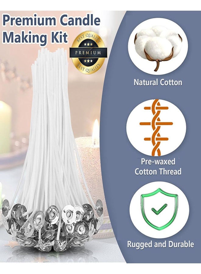 150 قطعة فلك شمعة لصنع الشموع، 100 قطعة فلس شمعة الملصقات، 6 قطع شمعة خشبية جهاز مركز الشمعة، فلك قطني مشمع مع مادة واقية للمعادن أقراص لصنع الشموع، 4 بوصة، 6 بوصة، 8 بوصة - Image 2