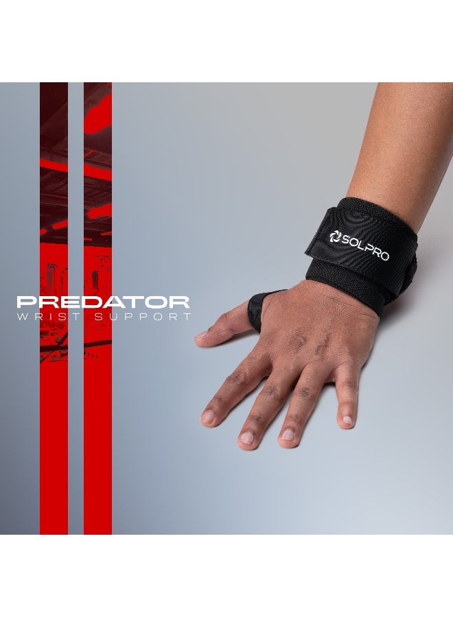 SOLPRO Predator Weight Lifting Wrist Support | Advanced Wrist Support for Powerlifting & Strength Training (Black/Red) - Image 2