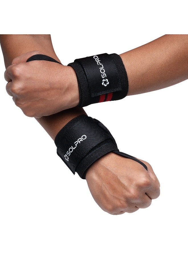 SOLPRO Predator Weight Lifting Wrist Support | Advanced Wrist Support for Powerlifting & Strength Training (Black/Red) - Image 1