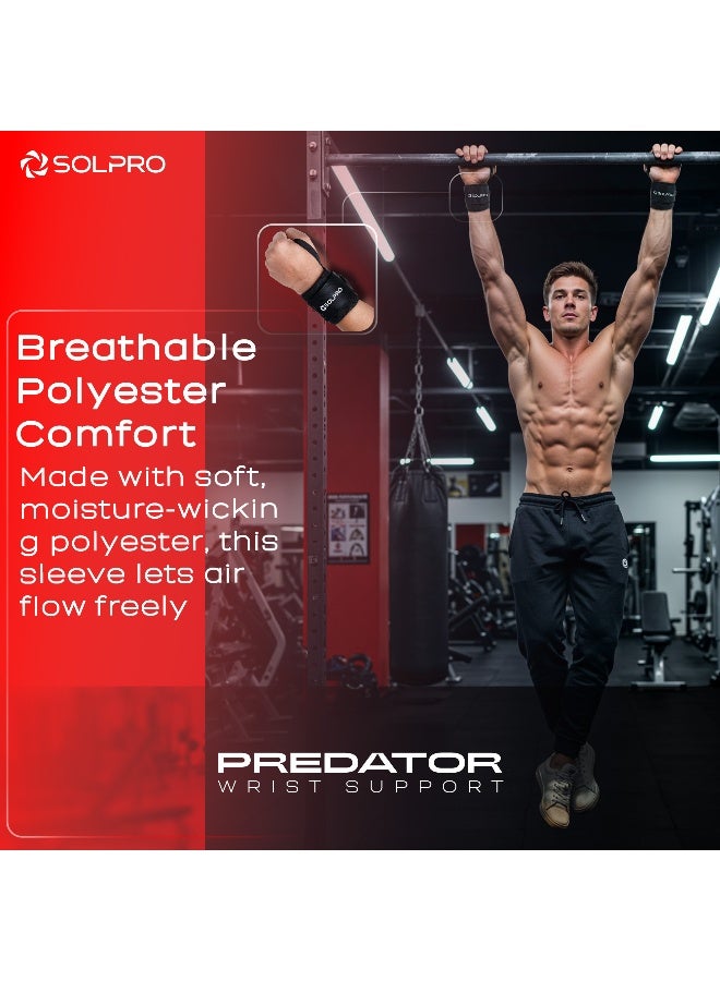 SOLPRO Predator Weight Lifting Wrist Support | Advanced Wrist Support for Powerlifting & Strength Training (Black/Red) - Image 4