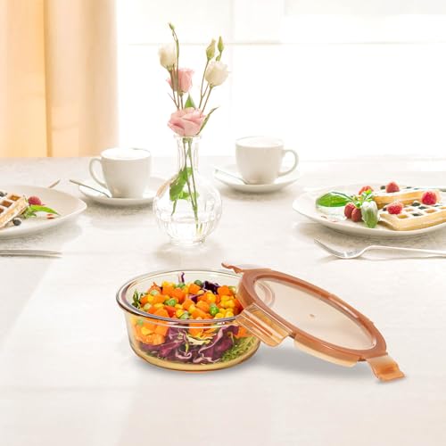 Peggy Oliver Everyday Amber Glass Food Container With Classic PP Lid 316 (950 ml) | Round | Airtight & Leak-Proof | BPA-Free | Microwave & Dishwasher Safe | Ideal for Regular Use - Image 5