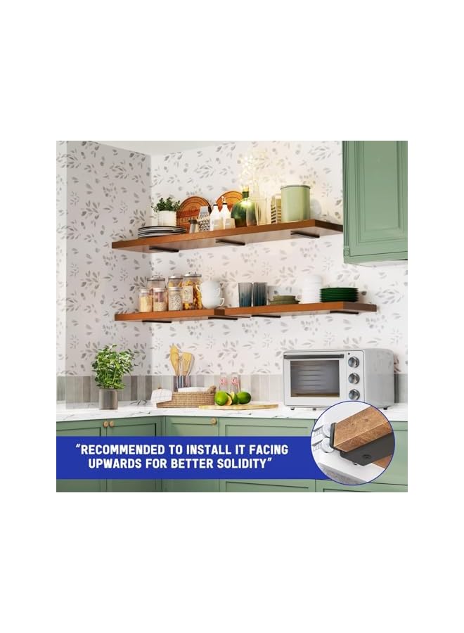 The Bros Shelf Bracket, Heavy Duty Floating Shelf Brackets 6 inch Long, 4 Pack Brackets for Shelves, Black Coated Metal Wall Shelf Support Brackets with 1/5 Inch Thick and 160 lb. Load Capacity (4, 25CM) - Image 2