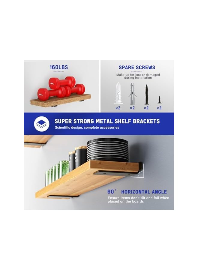 The Bros Shelf Bracket, Heavy Duty Floating Shelf Brackets 6 inch Long, 4 Pack Brackets for Shelves, Black Coated Metal Wall Shelf Support Brackets with 1/5 Inch Thick and 160 lb. Load Capacity (4, 25CM) - Image 3