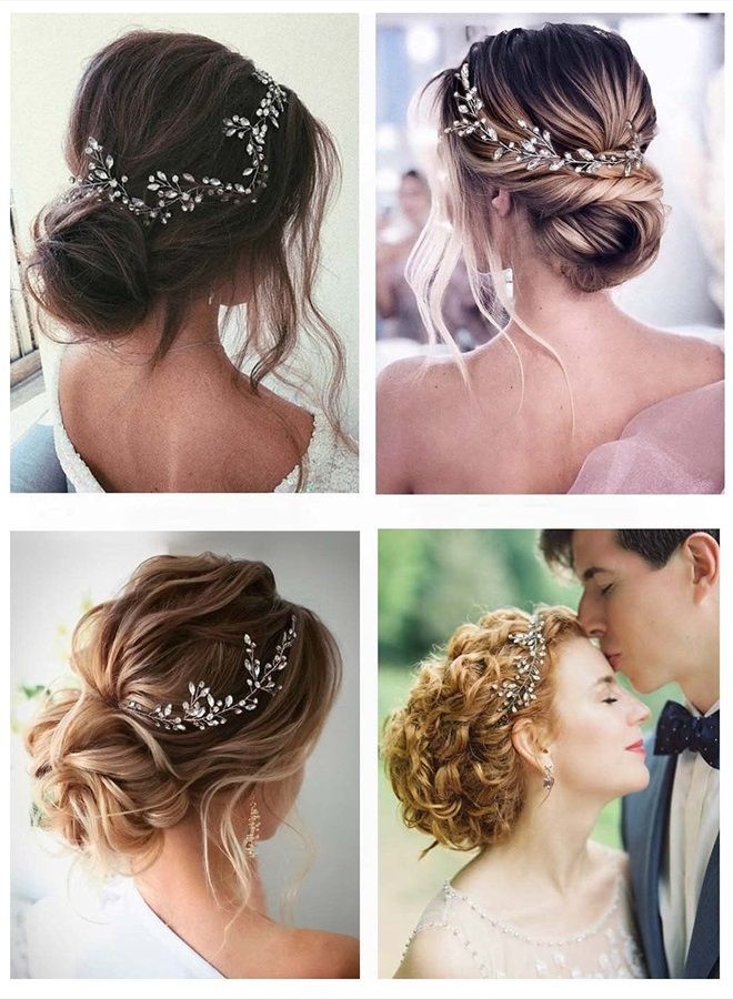 EARENT تاج شعر العروس الكريستالي الطويل لزفاف العروس إكسسوارات شعر مزينة بالأحجار الكريمة للنساء والفتيات (فضي) - Image 5