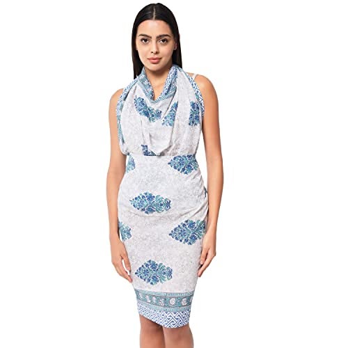 parihan Cotton Block Print long Beach Pareo Sarong Swimsuit Cover Ups Women Wrap - Image 5