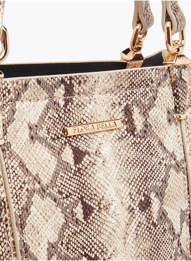 Flora Bella By Shoexpress Animal Print Tote Bag with Zip Closure and Detachable Strap  - Image 4