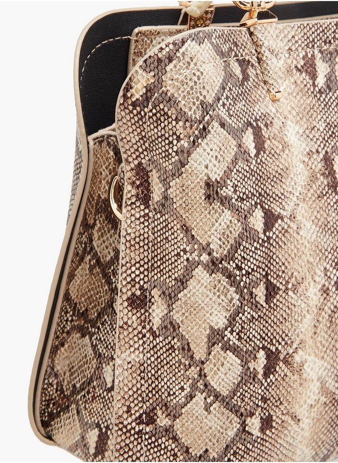 Flora Bella By Shoexpress Animal Print Tote Bag with Zip Closure and Detachable Strap  - Image 5