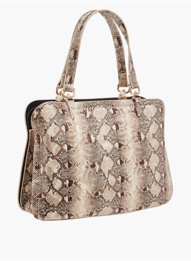 Flora Bella By Shoexpress Animal Print Tote Bag with Zip Closure and Detachable Strap  - Image 3