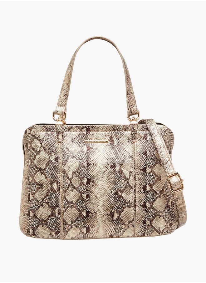 Flora Bella By Shoexpress Animal Print Tote Bag with Zip Closure and Detachable Strap  - Image 1