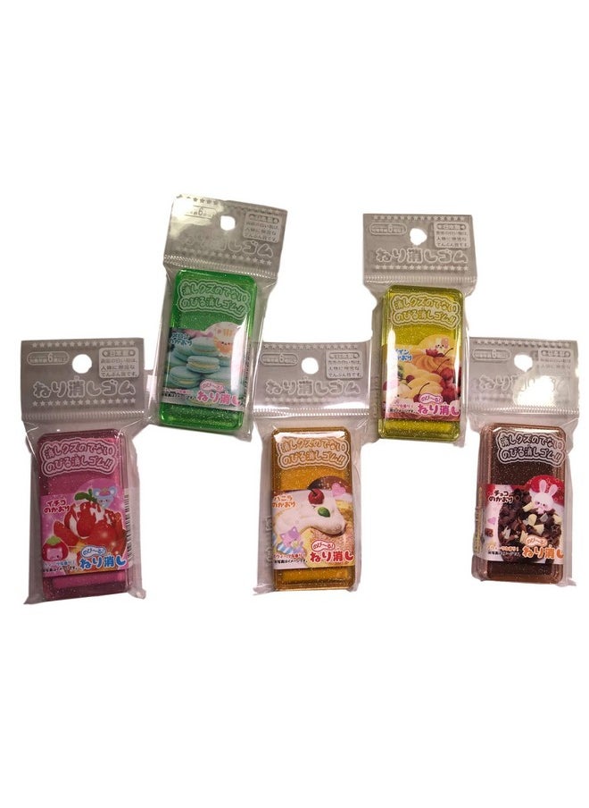 L E M O N - Scented Kneaded Eraser, Set of 5 (Pineapple, Chocolate, Strawberry, Vanilla, Cantaloupe Melon) - Image 1