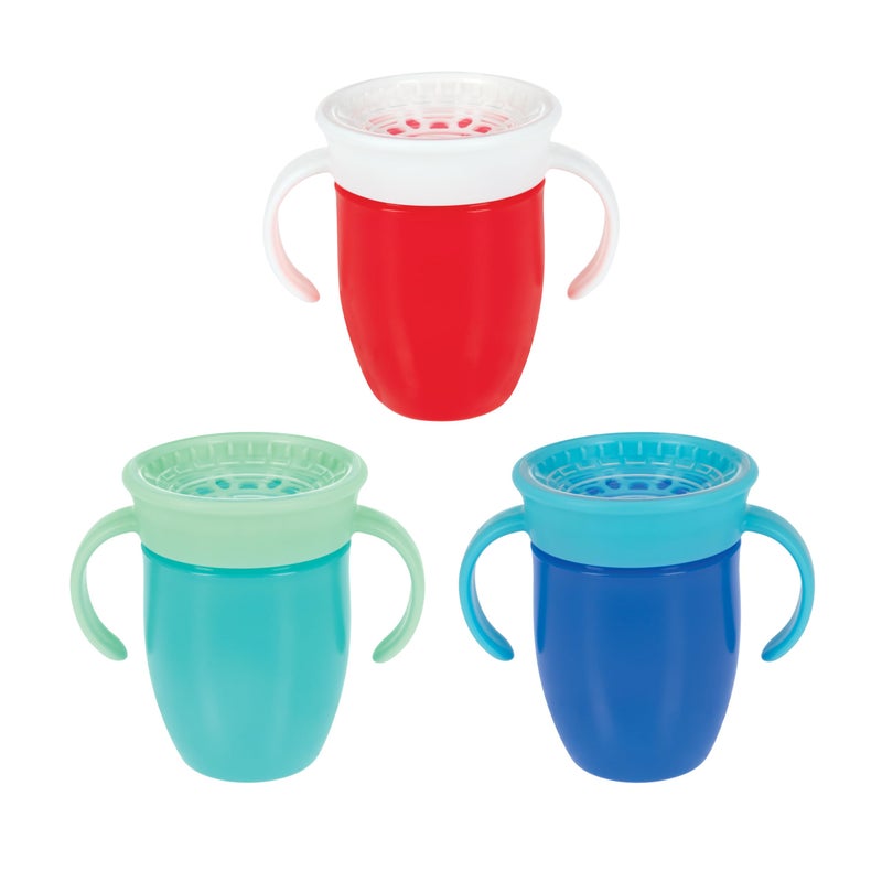 Nuby Wonder Cup - Spill-Proof Toddler Sippy Cups - (3 Pack) 5 oz - Sip from All Sides - Leak Resistant - Easy Grip Two-Handle Design - Green/Red/Blue - Image 1
