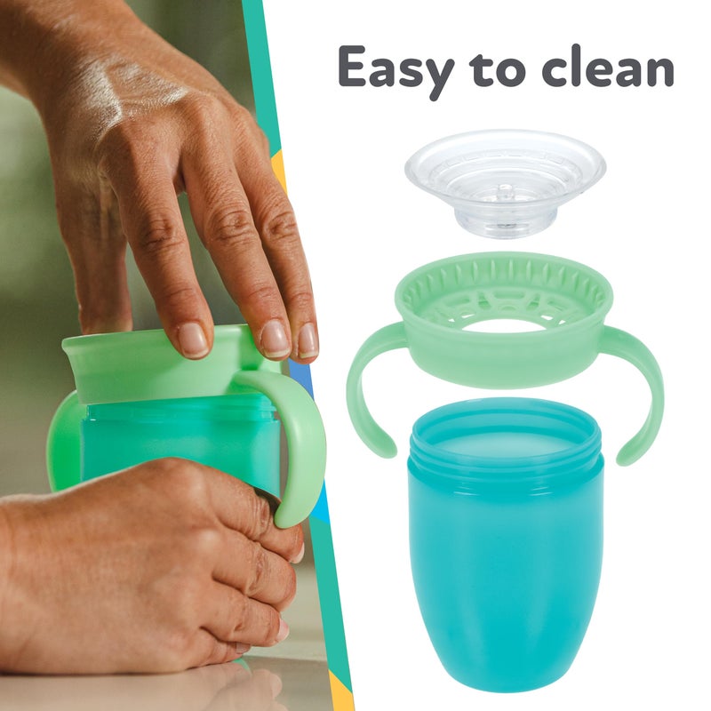 Nuby Wonder Cup - Spill-Proof Toddler Sippy Cups - (3 Pack) 5 oz - Sip from All Sides - Leak Resistant - Easy Grip Two-Handle Design - Green/Red/Blue - Image 5