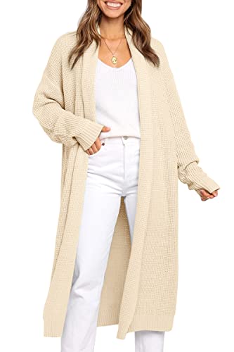 LILLUSORY Long Cardigan Sweaters for Women Fall Trendy Oversized Open Front Winter Coat Blazer 2025 Cozy Chunky Knit Sweater Jacket Outwear Coats Apricot S - Image 1