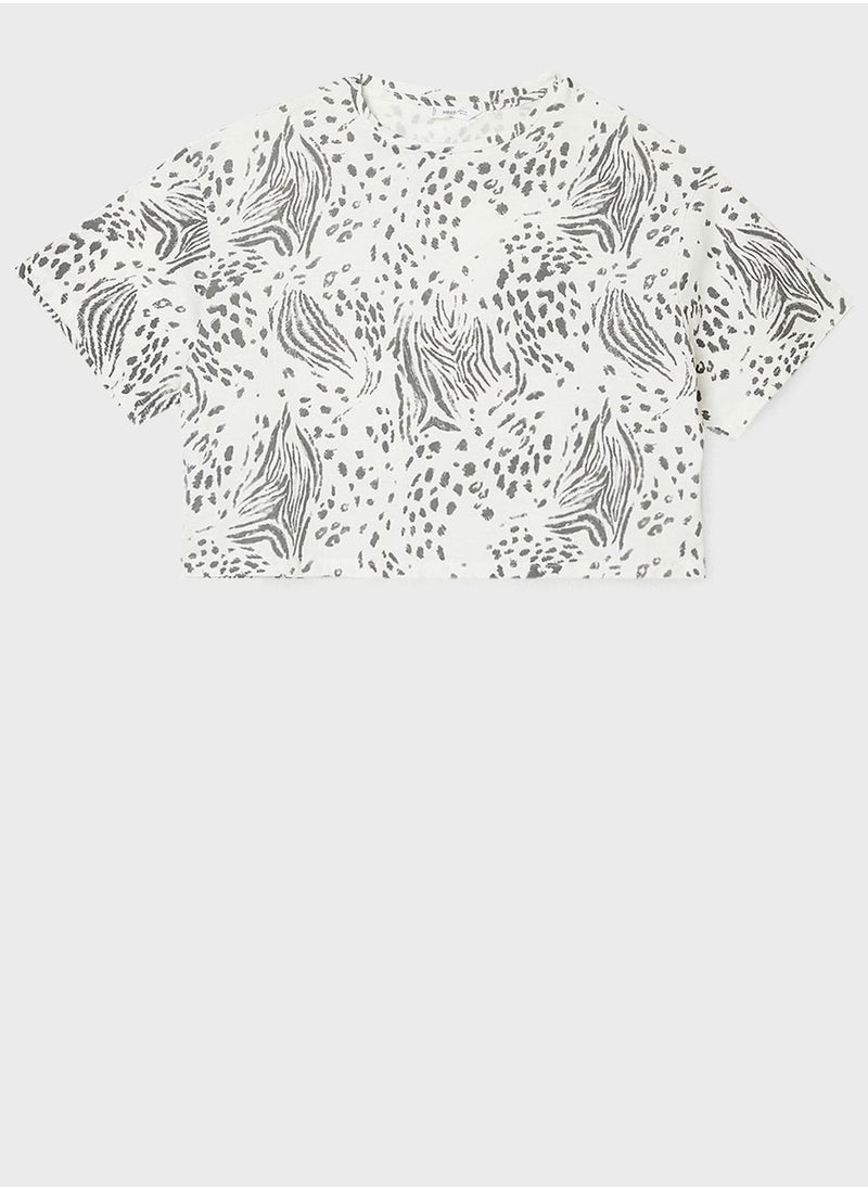 MANGO Youth Printed Boxy T-Shirt  - Image 1