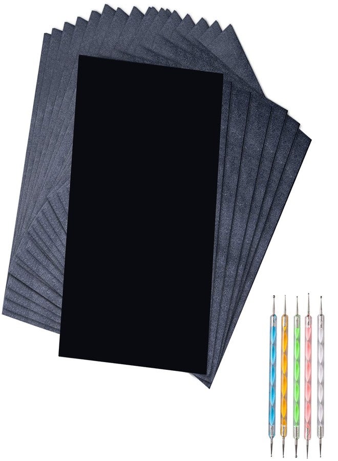 Ueerdand 50 Sheets Carbon Transfer Paper - Black Graphite, 8.3 x 11.8 Inch, Includes 5 Ball Embossing Styluses for Wood, Paper, Canvas & More - Image 1