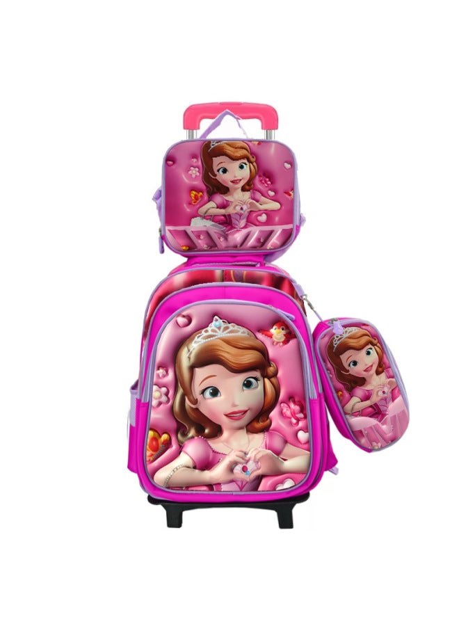 New Model 3d Hard-shell Three-piece Set For Elementary School Students Russian Children's Cartoon Trolley School Bag