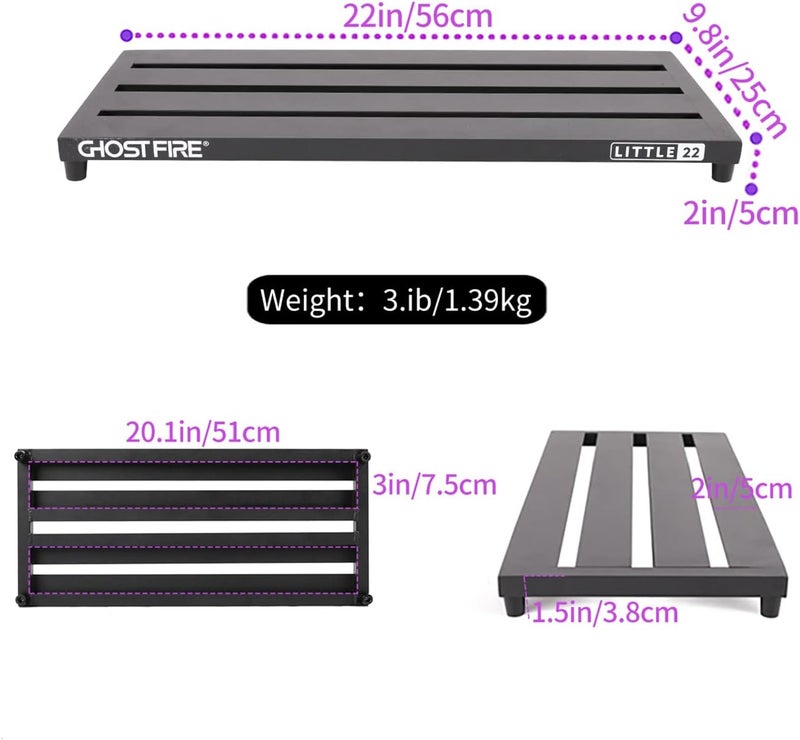 GHOSTFIRE Ghost Fire Guitar Pedal Board Aluminum Alloy Effect Pedalboard 22"x9.8" with Carry Bag,V series (V-LITTLE 22) - Image 2