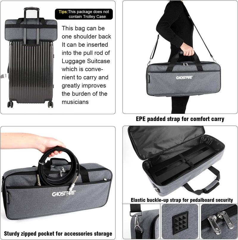 GHOSTFIRE Ghost Fire Guitar Pedal Board Aluminum Alloy Effect Pedalboard 22"x9.8" with Carry Bag,V series (V-LITTLE 22) - Image 3