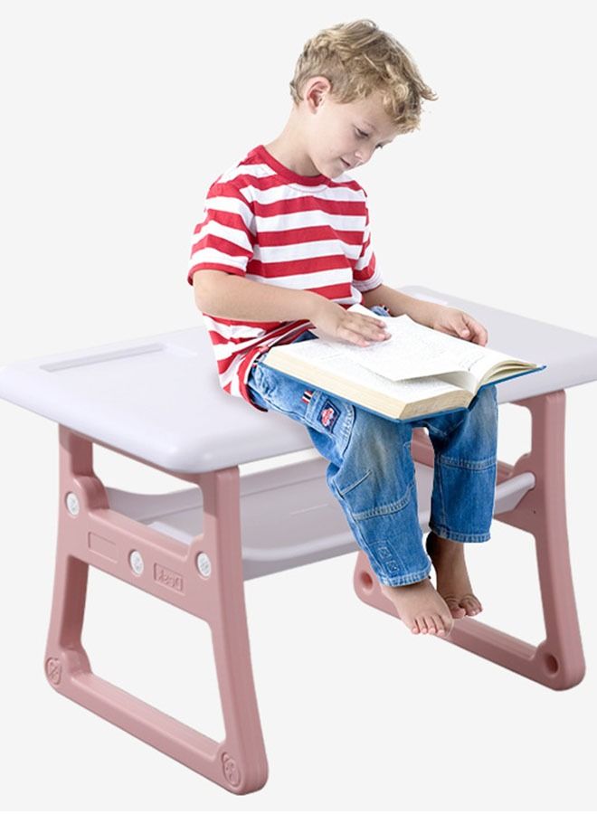 Kids Study Table and Chairs Set, Height Adjustable Toddler Table and Chair Set for Kids Ages 1-8, Graffiti Desktop Plastic Children Art Table
