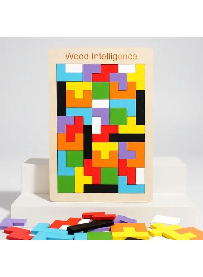 كتل البناء الروسية لغز خشبي لعبة تانغرام تحدي فكري - Image 2
