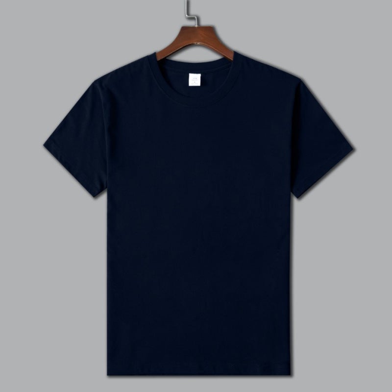 New Heavy 220G Trendy Cotton T-Shirt Men'S And Women'S Solid Color Short Sleeve Combed Cotton Crewneck T-Shirt White Thickened - Image 1