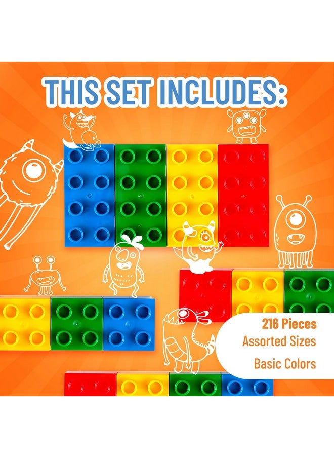 Strictly Briks Strictly Briks Compatible with Lego Toy Building Block, Blue, Green, Red, and Yellow, 216 Pieces, Classic Bricks Building Starter Kit for Kids, 100% Compatible with All Major Brick Brands  - Image 3