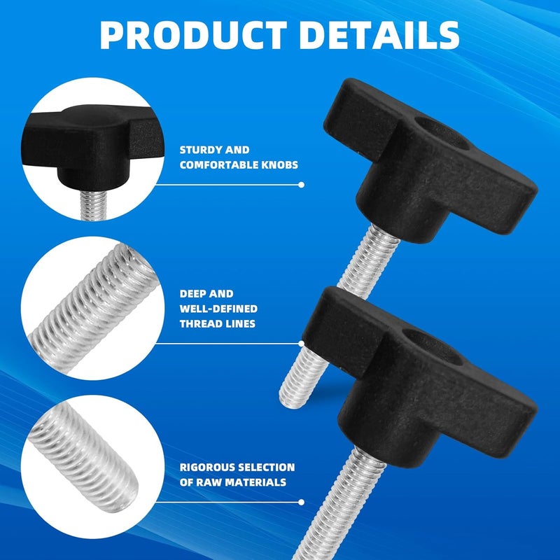 DLBEEM 20 Pcs Thumb Screw, M4 M5 M6 M8 Thread Thumbscrew Adjustable Tee Wing Knob Bolt Screws Kit for Remove Hand Tightening Knob Power Supply, Carbon Steel - Image 3