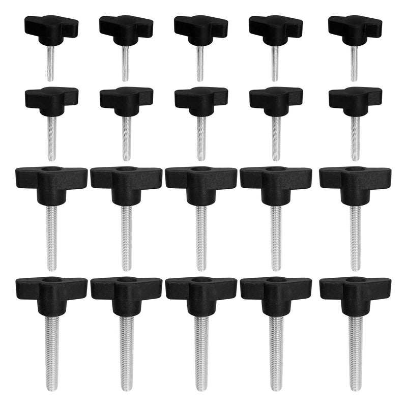 DLBEEM 20 Pcs Thumb Screw, M4 M5 M6 M8 Thread Thumbscrew Adjustable Tee Wing Knob Bolt Screws Kit for Remove Hand Tightening Knob Power Supply, Carbon Steel - Image 1