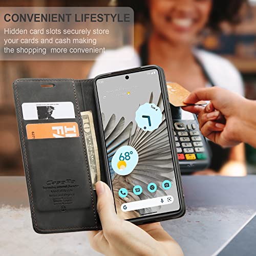 Cracedily for Google Pixel 7 Pro Case, Flip Wallet Leather Case with Card Holder Magnetic Closure Shockproof Kickstand Protective Phone Cases Cover for Google Pixel 7 Pro,Black - Image 3