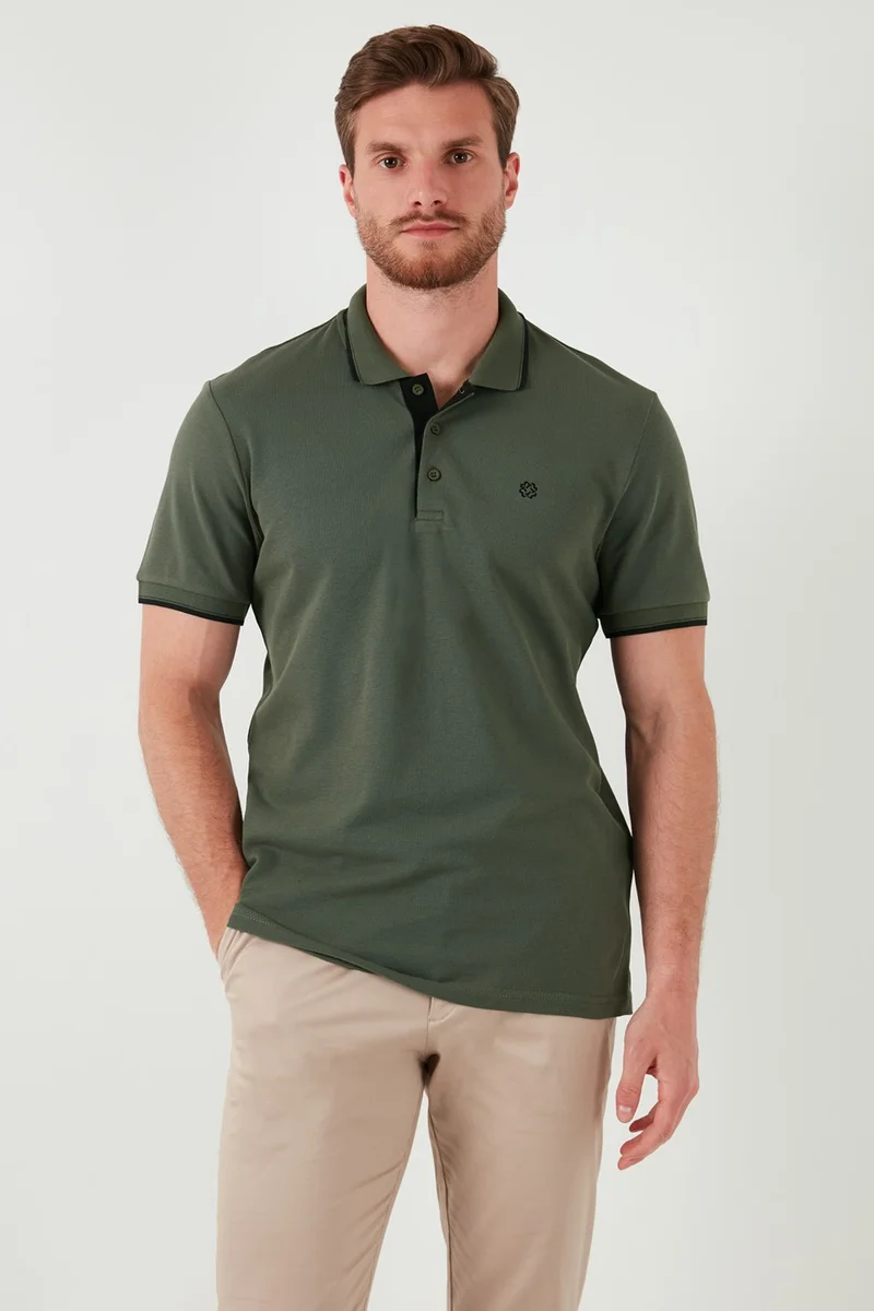 Buratti Cotton Slim Fit Stripe Detailed Buttoned Polo Collar 4-Piece T Shirt Men's T Shirt 5902118S4