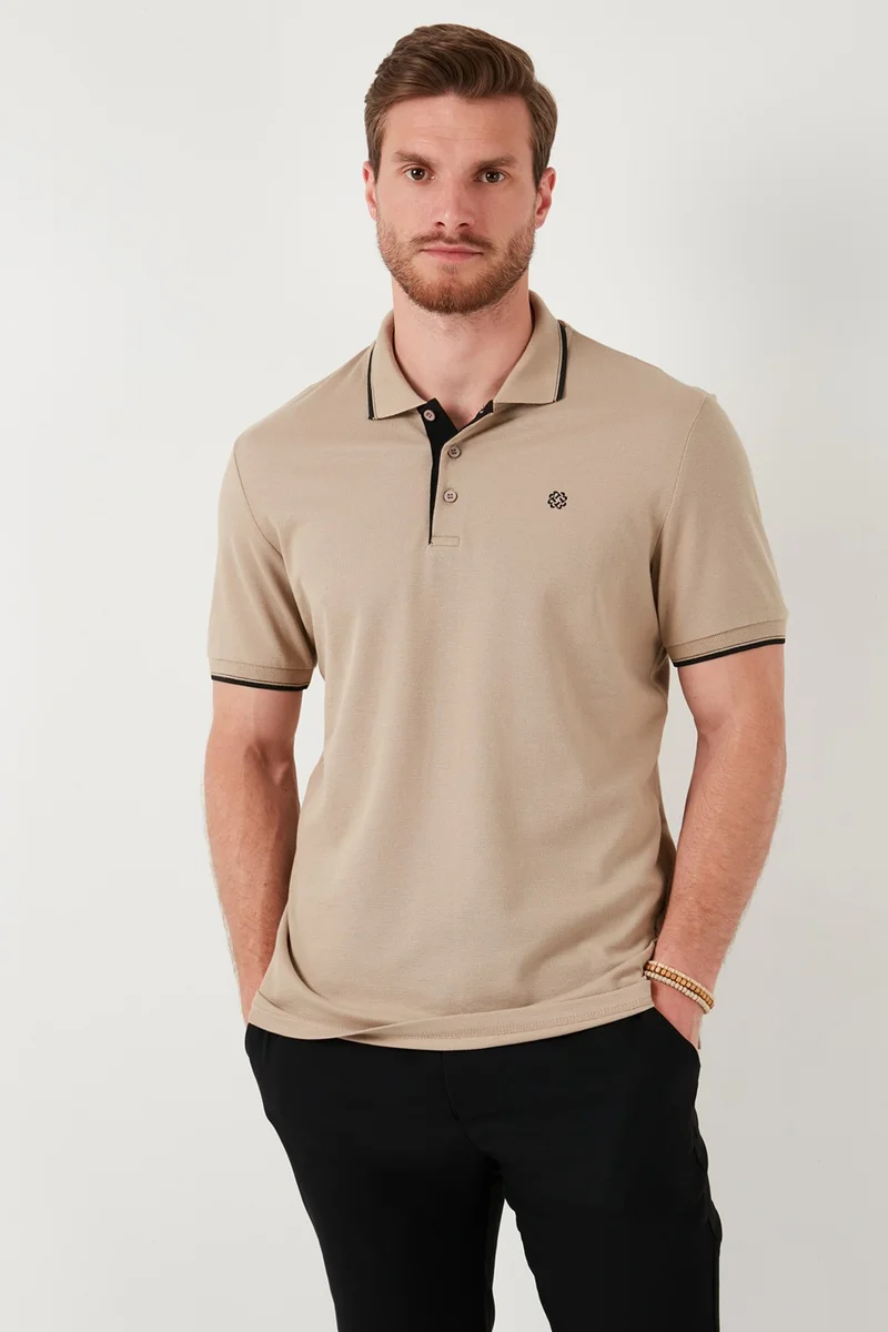 Buratti Cotton Slim Fit Stripe Detailed Buttoned Polo Collar 4-Piece T Shirt Men's T Shirt 5902118S4