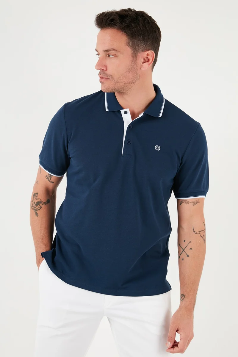 Buratti Cotton Slim Fit Stripe Detailed Buttoned Polo Collar 4-Piece T Shirt Men's T Shirt 5902118S4