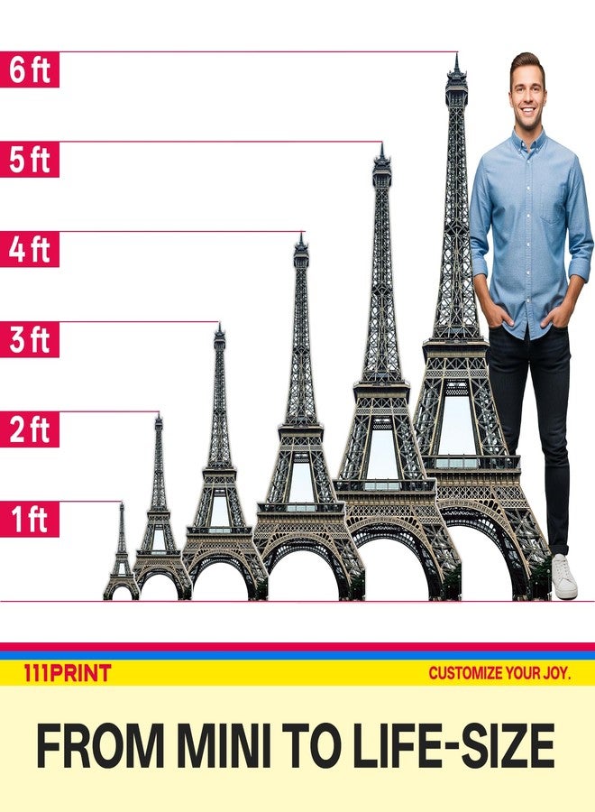 111PRINT Eiffel Tower Cardboard Cutout 6FT, Life Size Paris Backdrop for Weddings, Birthdays, Proms, Classroom Decor Coroplast, Easy Assembly Reusable, 1 Piece - Image 2