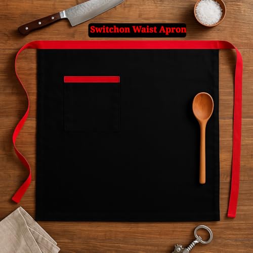 Switchon Polyester Waist Multipurpose Free Size unisex Apron - Proudly Made in India (Black) - Image 3