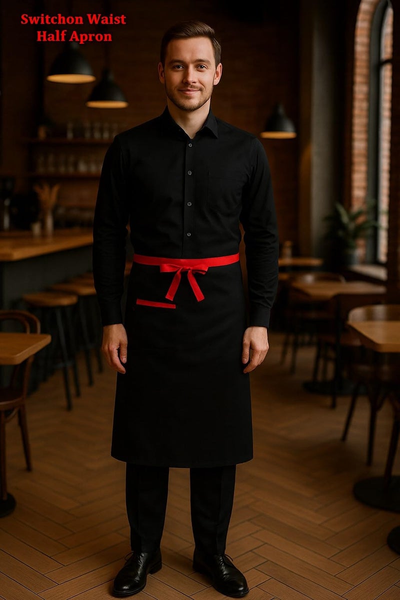 Switchon Polyester Waist Multipurpose Free Size unisex Apron - Proudly Made in India (Black) - Image 2