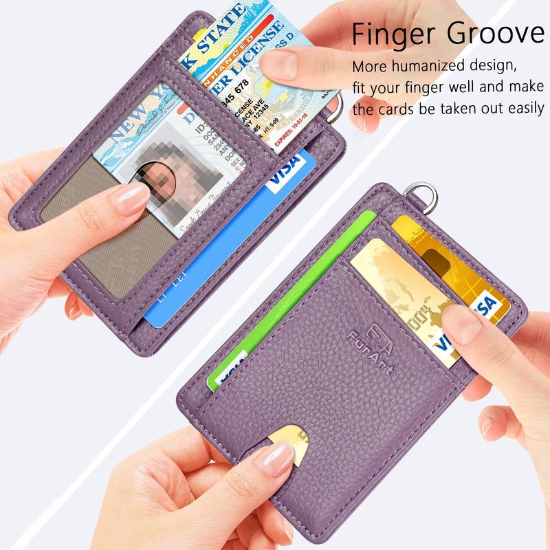 FurArt محفظة FurArt نحيفة وعصرية، محفظات جيب أمامية، حجب RFID، حامل بطاقات ائتمان للرجال - لافندر - Image 3