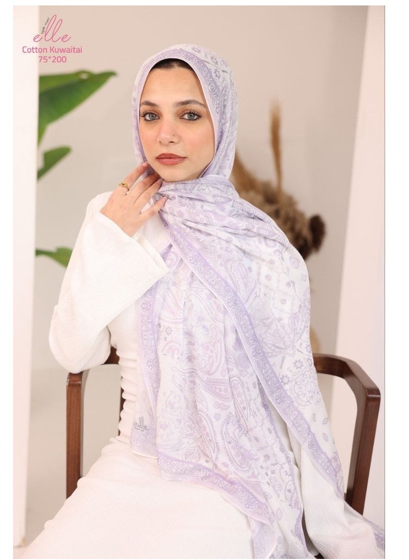 ELLE - Luxury Veil Cotton Islamic Hijab for Women for Occasions and Regular Days - Size (200cm x 75cm) - Image 1