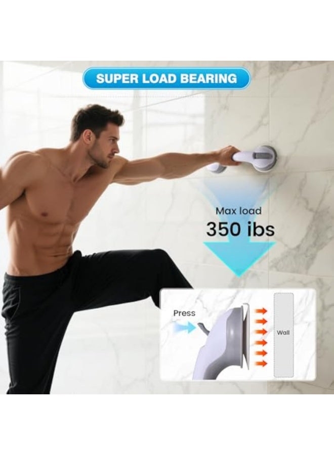 يلا جوي 2 حزمة من قضبان الإمساك لأحواض الاستحمام والاستحمام، قضيب إمساك بالشفط، مقابض استحمام شديدة التحمل 12 بوصة درابزين حمام قابل للإزالة لكبار السن وكبار السن، مقبض أمان للحمام، بدون حفر مقاوم للماء - Image 4