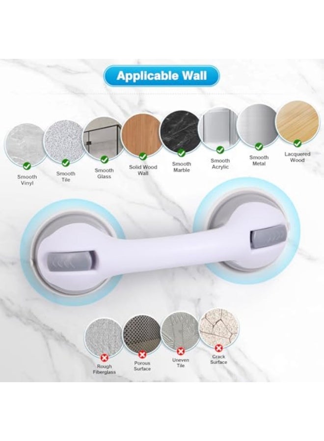 يلا جوي 2 حزمة من قضبان الإمساك لأحواض الاستحمام والاستحمام، قضيب إمساك بالشفط، مقابض استحمام شديدة التحمل 12 بوصة درابزين حمام قابل للإزالة لكبار السن وكبار السن، مقبض أمان للحمام، بدون حفر مقاوم للماء - Image 2