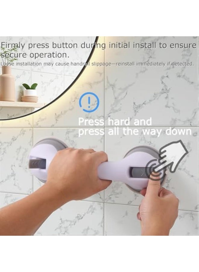 يلا جوي 2 حزمة من قضبان الإمساك لأحواض الاستحمام والاستحمام، قضيب إمساك بالشفط، مقابض استحمام شديدة التحمل 12 بوصة درابزين حمام قابل للإزالة لكبار السن وكبار السن، مقبض أمان للحمام، بدون حفر مقاوم للماء - Image 3