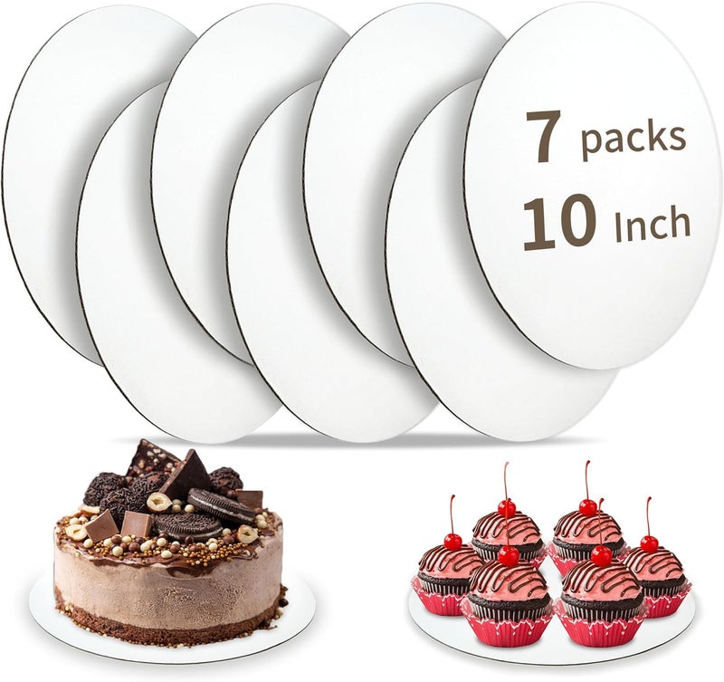 Bake Choice Cake Boards 10 inch Round, 7 Pack Food-Graded Cardboard Cake Rounds, Waterproof and Oil-Proof Cake Plates, Sturdy Corrugated Cake Base, Ideal for Baking, Cake DIY, Dessert and Crafting - Image 1