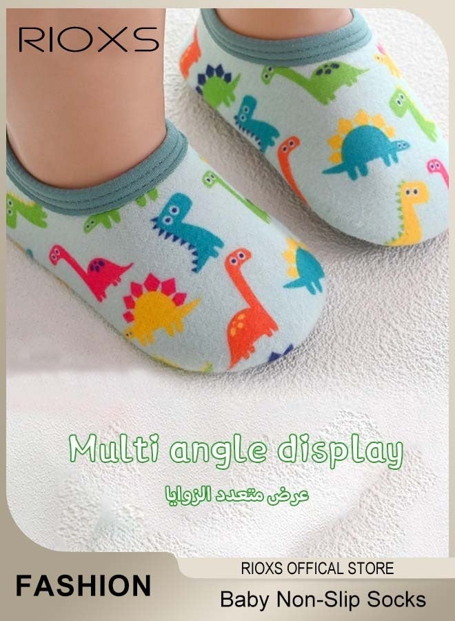 RIOXS Kids Prewalker Shoes, Comfort Baby Sock Shoes, Soft Sole Infant Flats, Anti-slip Toddler Walking Shoes, Barefoot Quick-Dry Socks Shoes, Breathable Slip-on Shoes for Little Kids, Lightweight Sneakers for Indoor Wear, Baby Boys Girls Leisure Playing Shoes, Baby Unisex Footwear, Dinosaur Pattern - Image 1