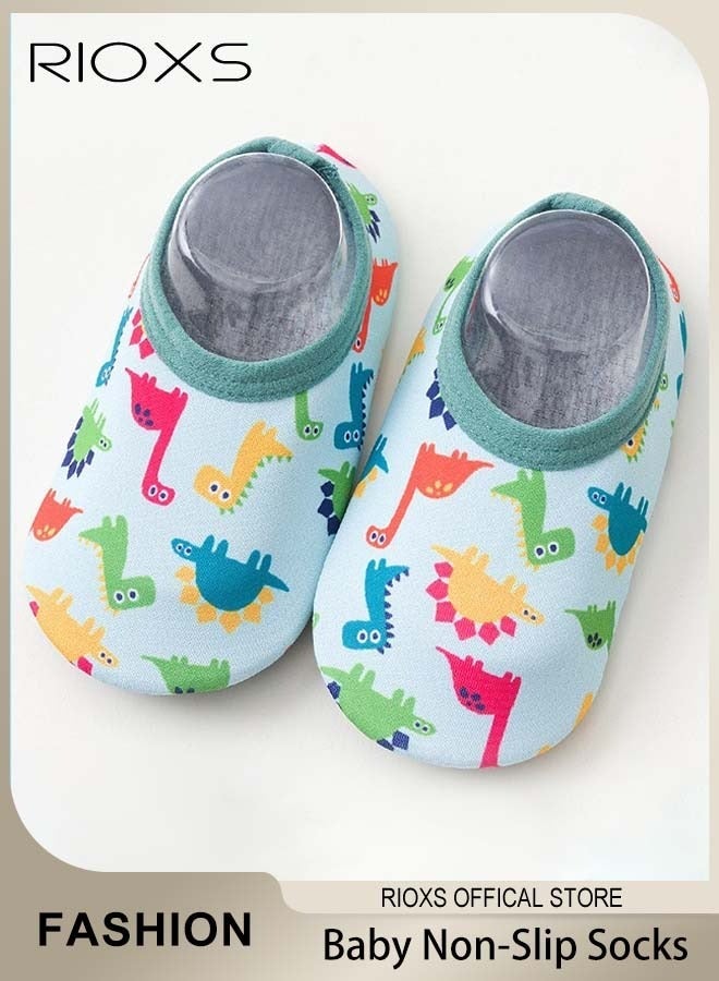 RIOXS Kids Prewalker Shoes, Comfort Baby Sock Shoes, Soft Sole Infant Flats, Anti-slip Toddler Walking Shoes, Barefoot Quick-Dry Socks Shoes, Breathable Slip-on Shoes for Little Kids, Lightweight Sneakers for Indoor Wear, Baby Boys Girls Leisure Playing Shoes, Baby Unisex Footwear, Dinosaur Pattern - Image 2
