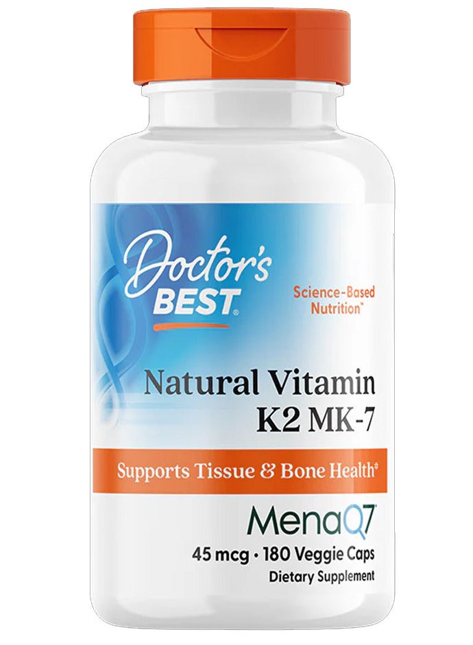 Doctor's Best Natural Vitamin K2 MK-7 with MenaQ7 45 mcg 180 Veggie Caps - Image 1