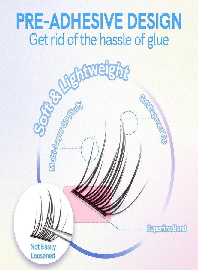 MLEN DIARY Self Adhesive Lash Clusters DIY Eyelash Extensions C Curl Natural 42Pcs Pre-Glued Cluster Lashes 10.5-13.5MM No Glue Individual Lashes Self Application at Home(Bling) - Image 5