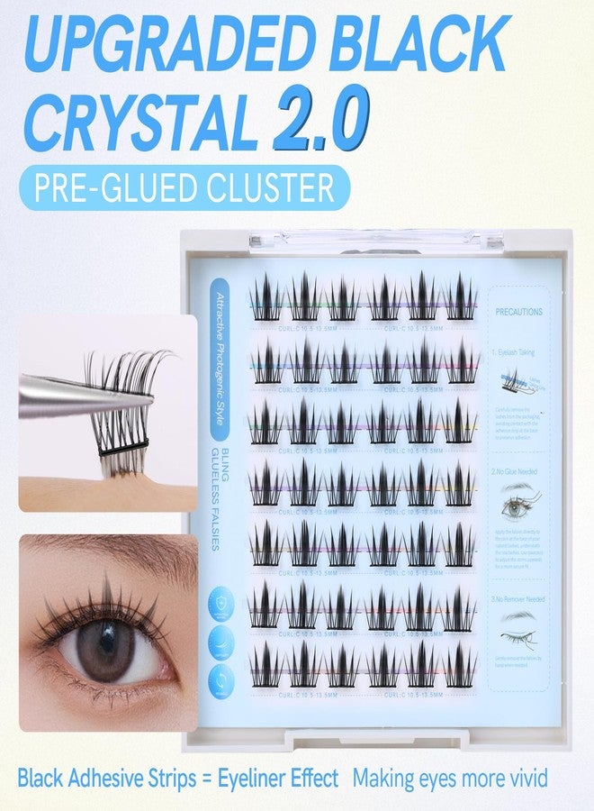 MLEN DIARY Self Adhesive Lash Clusters DIY Eyelash Extensions C Curl Natural 42Pcs Pre-Glued Cluster Lashes 10.5-13.5MM No Glue Individual Lashes Self Application at Home(Bling) - Image 3