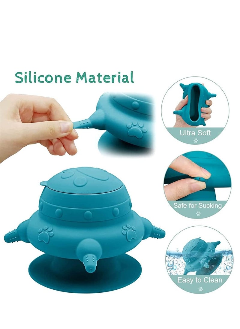 Bukela - Puppy Feeder for Multiple Puppies, 240ml Silicone Puppy Milk Feeder Bowl with 4 Teats for Nursing Puppies, Nipple Puppy Bottles, Puppy Feeding Station for  Kittens, Puppies and Rabbits (Blue) - Image 1