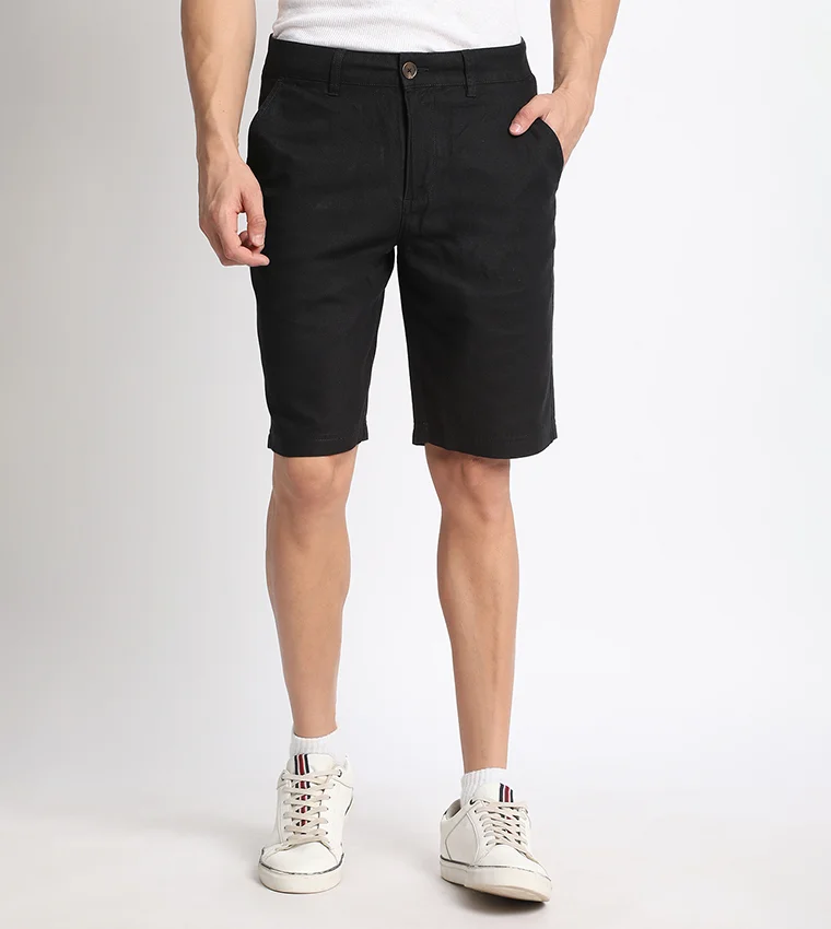 بيفرلي هيلز بولو كلوب شورت شينو سادة بخصر متوسط